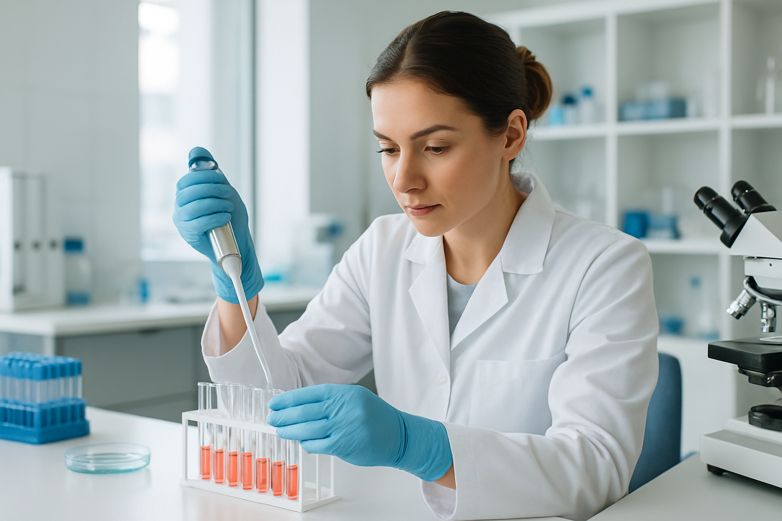 Technicienne de laboratoire travaillant avec des échantillons